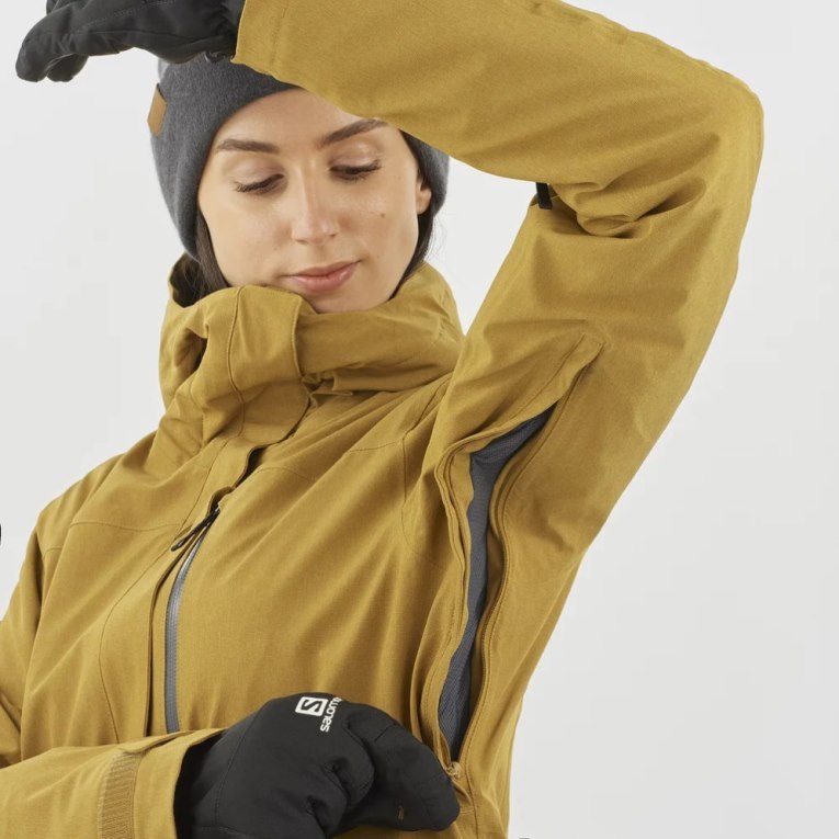 Chaquetas De Esquí Salomon Stance Cargo Insulated Encapuchado Mujer Amarillos | MX SKQA486